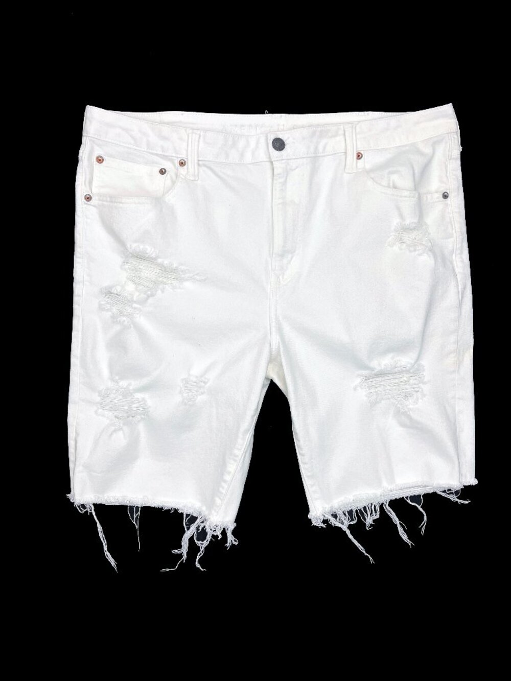 American Eagle Flex White Distressed Denim Jean Stretch Shorts Mens 40